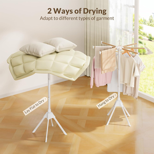 Octopus Folding Bamboo Cloth Drying Rods Floor <b>Standing</b> Clothes Drying Rack Tripod Wooden <b>Laundry</b> Hanger - Product Image 4