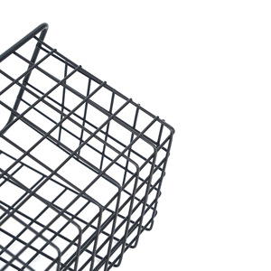 Metal <b>Wire</b> Storage <b>Basket</b> Black Rectangle Hook Type Cabinet Door <b>Hanging</b> Rack For Kitchen Balcony Dormitory Bedroom Use - Product Image 2