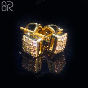 ต่างหูเพชรเม็ดกลมเคลือบทอง VVS moissanite ต่างหูเพชรแบบผ่าน925ต่างหูเงินต่างหูผู้หญิง - Product Image 2