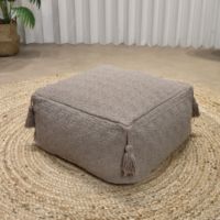 Pouf carré en coton pur tufté fait main, design néoclassique, importé d'Inde, pour assise, repose-pieds ou banc à chaussures