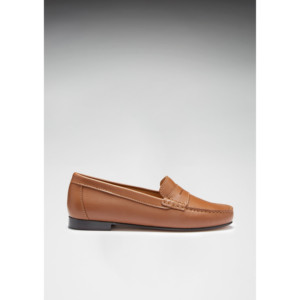 Mocasines Penny para Mujer con Suela de Cuero, Cuero Color Bronceado - Product Image 5