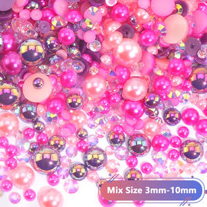 Fai da te <span class=keywords><strong>3</strong></span>-10mm Mix Size AB Flat Back mezza perla resina strass perline rotonde per Nail Art case del telefono decorazione Stick Making - Product Image 6
