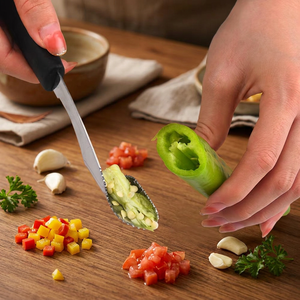 Éplucheur de jalapeños en acier inoxydable avec bord dentelé, outil de retrait des graines de piment de qualité alimentaire pour la maison et la cuisine, gadgets et préparation du barbecue - Product Image 1