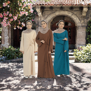 Robe Abaya Islamique en Polyester pour Femme, Manches Longues, Longueur MAXI, Respirante, Ceinture Ajustable, Style Décontracté pour Mariage et Aïd (Vente en Gros) - Product Image 2