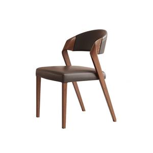 كرسي طعام من الخشب الصلب بتصميم اسكندنافي، كرسي أنيق من الجلد الصناعي للأثاث المنزلي والتجاري - Product Image 1