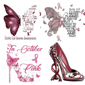 2022 nouveaux autocollants de transfert d'impression d'écran, autocollant de <span class=keywords><strong>lutte</strong></span> <span class=keywords><strong>contre</strong></span> le <span class=keywords><strong>Cancer</strong></span> du sein noir gir uv dtf tasse enveloppes de transfert designs pour t-shirts - Product Image 1