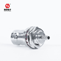 BNC femelle nickelé RF coaxial RG174 câble 3/8-32 filetage à travers la paroi sertissage divers avec matériau de contact en cuivre