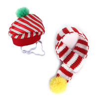 Ensembles de foulards de Noël tricotés tendance - Foulards créatifs en forme d'ours et bonnets à carreaux pour chats, articles pour animaux de compagnie