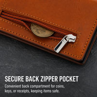 Dompet Kartu Lipat Tiga Anti RFID Kulit Crazy Horse dengan Tempat Kartu Pop Up dan Kantong Koin Ritsleting Tipis untuk Perjalanan Bisnis