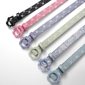 Cinturón Infantil Moderno con Diseño de Estrellas para Niñas, Brillante, de Cuero PU, Estilo Coreano, Combinable con Todo, Accesorio de Moda - Product Image 6
