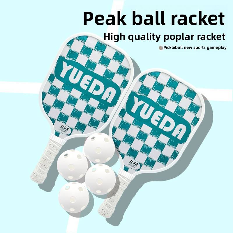 Blue-green grid [double racket + four balls + bag]