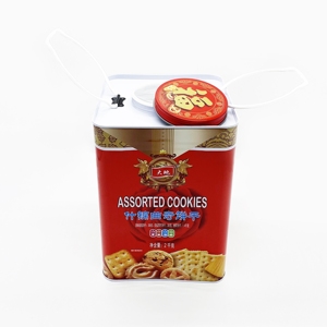 Boîte rectangulaire en fer blanc de 2 kg pour aliments, avec impression offset et couvercle à vis, idéale pour bonbons, chocolats, aliments pour animaux et biscuits - Product Image 2