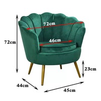 Fauteuil d'appoint en velours, fauteuil moderne de luxe en forme de pétale, fauteuil simple avec pieds en métal doré pour salon, chambre, hôtel