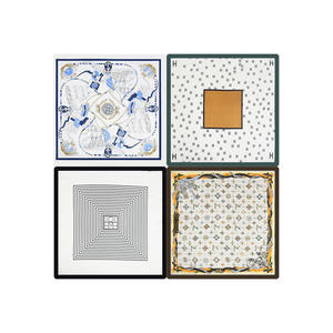 <span class=keywords><strong>Foulard</strong></span> carré vintage motif trèfle à quatre feuilles pour femme, en <span class=keywords><strong>soie</strong></span> imitation, idéal pour l'été, la plage et le style musulman, vente en gros - Product Image 5
