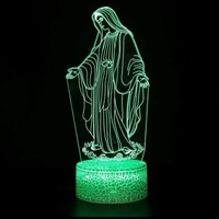 Jésus Crucifix Christianisme Lampe de table Illusion 3D Lampe de chevet visuelle