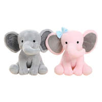 Peluche Éléphant Gris Rose avec Nœud Papillon, Grandes Oreilles, Confortable, pour Bébé, Coussin Doux, Jouet en Tissu, Noël