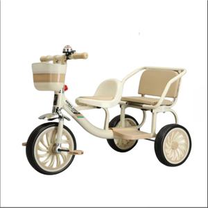 Tricycle pour bébé avec siège arrière pour jumeaux, frères et sœurs, jeu en commun, guidon réglable en hauteur, cloche de style boussole, plastique - Product Image 3