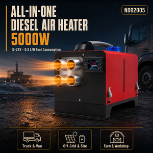 Chauffage d'air diesel horizontal 5KW d'usine OEM 12V 24V tout-en-un en aluminium pour extérieur, tente de mariage hivernale, CE, vente en gros ND02005 - Product Image 1