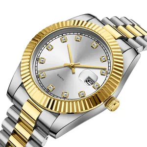 Jam tangan Stainless Steel pria, arloji Quartz modis grosir murah kualitas tinggi