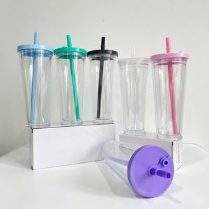 Double Walled 24Oz Plastic Cups Pre Drilled Snow Globe Leak Proof Smoothie Cup for <b>Bubble</b> Tea, <b>Boba</b> Pearls - Product Image 4