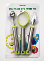 3-delige set roestvrijstalen keukenaccessoires, fruitdecoratie, meloenbollepel, fruit snijgereedschap