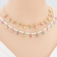 MH24 6 pièces/lot, Accessoires de bijoux en gros, Plaqué or rhodié 18 carats, Cuivre, Zircons, Breloques, Composants pour la fabrication de colliers, Pendentifs DIY