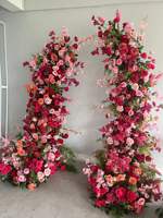 Arche de fleurs artificielle rose en forme de corne, centre de table, chemin de table, décoration de mariage