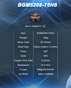 Motor Brushless Original Flashhobby BGM5208-75HS 0.3KG 5208, Motor de Gimbal para Máquina de Té con Leche y Máquina Perforadora - Product Image 4