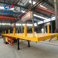 Semi-remorque à plateau plat pour entreprise de logistique et de transport de marchandises longue distance, semi-remorque à plateau plat à 3 essieux en acier