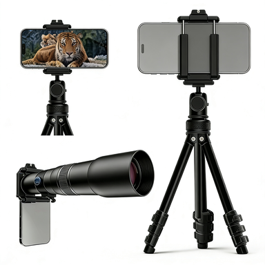 NEW T50X 5M Manual Focus MF Super Telephoto Lens Metal Phone Extra Optical with Floor Tripod for Outdoor Photography