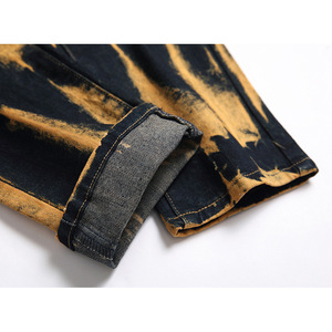 Design Unique peinture en aérosol, tampon doré, <span class=keywords><strong>pantalon</strong></span> en jean pour homme, coupe Slim, vélo, moto, <span class=keywords><strong>pantalon</strong></span> en Denim, grande taille - Product Image 4