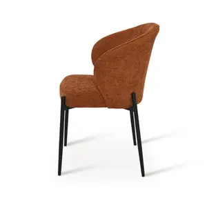 <span class=keywords><strong>Chaise</strong></span> <span class=keywords><strong>de</strong></span> salle à manger <span class=keywords><strong>de</strong></span> cuisine ergonomique en tissu capitonné <span class=keywords><strong>cognac</strong></span> avec pieds en métal - Product Image 4