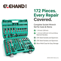 Jeu de clés à douilles Elehand de 172 pièces avec poignée à cliquet, kit d'outils en acier CRV avec coffret moulé par soufflage pour la réparation automobile et l'atelier