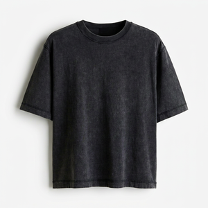 Personaliza tu producto: Camiseta casual de algodón lavado, corte regular, cuello redondo, estilo oversize, algodón lavado, estilo básico, personalizable. - Product Image 1