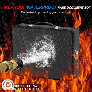 YHX <b>Fireproof</b> Safe <b>Box</b> with Lock & Waterproof Zipper Hard Fire & Water Resistant <b>Document</b> Case <b>for</b> Cash Passport Legal Files - Product Image 2
