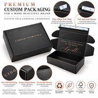 Boîte d'expédition en carton ondulé noir personnalisée avec logo en feuille d'or rose, emballages cadeaux cosmétiques pour les marques de soins de la peau, de maquillage et de parfums