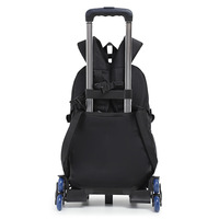 Sac à dos à roulettes transfrontalier pour garçons, grande capacité, adapté aux élèves de 3e à 6e année ; six roues, capacité de montée d'escaliers