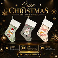 Nouvelle Arrivée Chaussettes de Noël Créatives Broderie Personnalisée Motifs Pingouin Ours Polaire Renard Polyester 18 Pouces Traditionnelles Douces