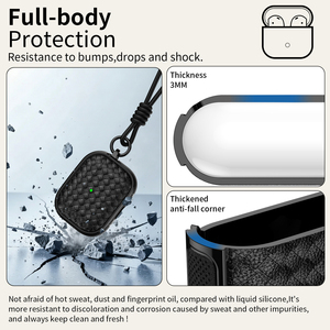 Funda Protectora de Silicona de Lujo con Patrón Tejido a Prueba de Golpes para <span class=keywords><strong>AirPods</strong></span> Pro 2 <span class=keywords><strong>3</strong></span> 4 con Cordón y Anillo Metálico de Mosquetón al por Mayor - Product Image 4