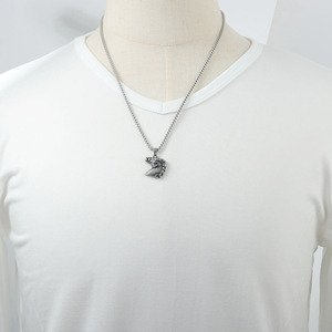 yunnique Stainless Steel Horse Head Pendant Necklace <b>Silver</b> Gold Color Animal Shape Fashion Jewelry for Men Women 122007 - Product Image 4