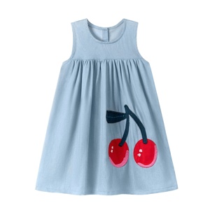OEM/ODM Vente en gros <span class=keywords><strong>Robe</strong></span> d'été sans manches pour filles mignonnes, longueur genou, avec applique de dessin animé pour 2-7 ans, directement de l'usine - Product Image 2