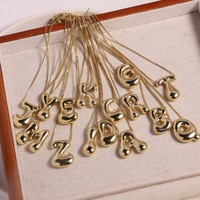 Collier en acier inoxydable plaqué or 18 carats, étanche, avec lettres en forme de bulles, pour femmes, collier avec noms personnalisés