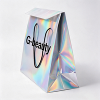 Sacs cadeaux de luxe en papier laser argenté avec poignées, sacs de shopping personnalisés avec logo imprimé pour mariage, fête, emballage de boutique