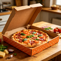 Boîte à pizza personnalisée de luxe avec impression graphique, style four à bois, imperméable, haute résistance, en carton ondulé, pour emballage alimentaire