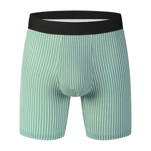 กางเกงบ็อกเซอร์ขาสั้นสำหรับผู้ชายแบบไร้รอยต่อลายทางเอวกลางยืดหยุ่นสูง - Product Image 6