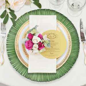 Assiettes de présentation en verre transparent de 13 pouces avec bordure verte pour mariages, anniversaires et diverses occasions - Product Image 2