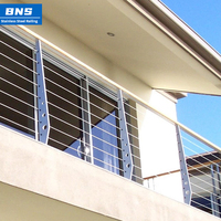 Balustrade en câble métallique en acier inoxydable BNS avec poteaux de support réglables pour terrasse, escalier, palier
