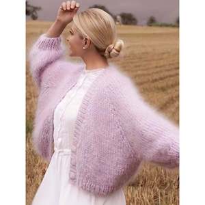 Fuzzy <b>Bolero</b> <b>Cardigan</b> Light Purple Women's Knit Sweater Outerwear - Product Image 3