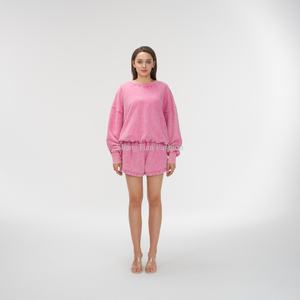 Shorts OEM para Mujer, Color Rosa, Estilo Vintage, Lavado Ácido, Shorts Deportivos para Damas - Product Image 2