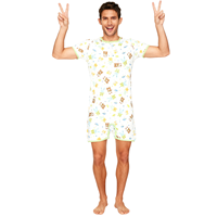 Combinaison Teddy en coton pour adulte avec jambes courtes, barboteuse ABDL pour homme à manches courtes et boutons-pression à l'entrejambe